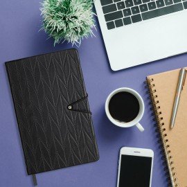 Ежедневник недатированный А5 138х213мм BRAUBERG Braided, под кожу, гвоздик 160л, черный, 116595