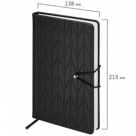 Ежедневник недатированный А5 138х213мм BRAUBERG Braided, под кожу, гвоздик 160л, черный, 116595