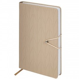 Ежедневник недатированный А5 138х213мм BRAUBERG Braided, под кожу, гвоздик 160л, бежевый, 116598