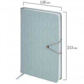 Ежедневник недатированный А5 138х213мм BRAUBERG Braided, под кожу, гвоздик 160л, серо-голубой, 116599