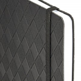 Блокнот А5 138x213мм BRAUBERG Tissage, под кожу, 80л, резинка, клетка, черный, 116601