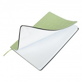 Блокнот А5 138x213мм BRAUBERG Tissage, под кожу, 80л, резинка, клетка, оливковый, 116602