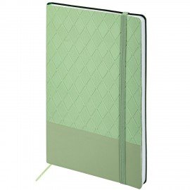 Блокнот А5 138x213мм BRAUBERG Tissage, под кожу, 80л, резинка, клетка, оливковый, 116602