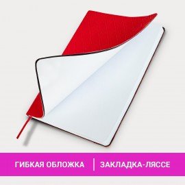 Блокнот А5 138x213мм BRAUBERG Tissage, под кожу, 80л, резинка, клетка, красный, 116603