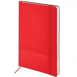 Блокнот А5 138x213мм BRAUBERG Tissage, под кожу, 80л, резинка, клетка, красный, 116603