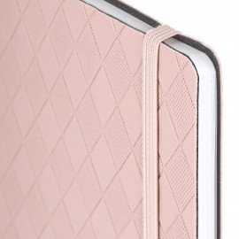 Блокнот А5 138x213мм BRAUBERG Tissage, под кожу, 80л, резинка, клетка, нежно-розовый, 116604