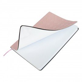 Блокнот А5 138x213мм BRAUBERG Tissage, под кожу, 80л, резинка, клетка, нежно-розовый, 116604