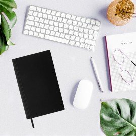 Блокнот А5 138x213мм BRAUBERG Personal, под кожу, 80 листов, клетка, черный, 116608