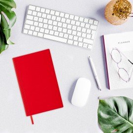 Блокнот А5 138x213мм BRAUBERG Personal, под кожу, 80 листов, клетка, красный, 116609