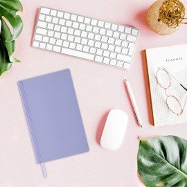 Блокнот А5 138x213мм BRAUBERG Personal, под кожу, 80 листов, клетка, лавандовый, 116610