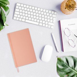 Блокнот А5 138x213мм BRAUBERG Personal, под кожу, 80 листов, клетка, розовый, 116611