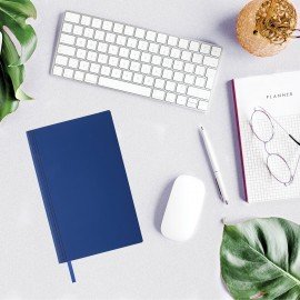 Блокнот А5 138x213мм BRAUBERG Personal, под кожу, 80 листов, клетка, синий, 116613