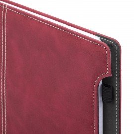 Блокнот А5 165x218мм BRAUBERG Perfect, под кожу софт-тач, держатель для ручки, 80 листов, клетка, бордовый, 116616