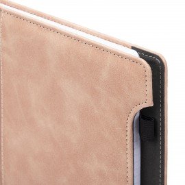 Блокнот А5 165x218мм BRAUBERG Perfect, под кожу софт-тач, держатель для ручки, 80 листов, клетка, бежевый, 116617