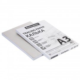 Калька А3 ВЫСОКОЙ ПРОЗРАЧНОСТИ, ПЛОТНАЯ, для печати и творчества, 90 г/м2, 250 листов, BRAUBERG, 116641
