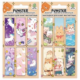 Закладки для книг МАГНИТНЫЕ, "ДЛЯ ДЕВОЧЕК", набор 12 штук, 60x20 мм, FUNSTER, 116654