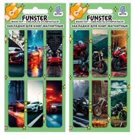 Закладки для книг МАГНИТНЫЕ, "ДЛЯ МАЛЬЧИКОВ", набор 12 штук, 60x20 мм, FUNSTER, 116656