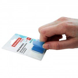 Закладки клейкие Z-сложения неоновые голубые BRAUBERG ZigZag, 45х25 мм, 50 шт., в диспенсере, 116679