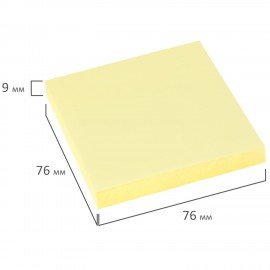 Блок самоклеящийся (стикеры) Z-сложения BRAUBERG ZigZag, 76х76мм, 100л, желтый, для диспенсера, 116681