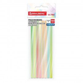 Закладки клейкие выделители текста BRAUBERG ULTRA COLOR, 135х5мм, 160 штук (8 цветов х 20 листов), 116685