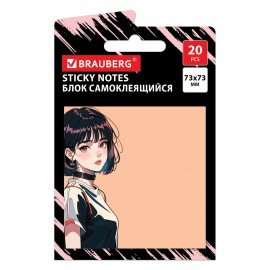 Блок самоклеящийся (стикеры) BRAUBERG ANIME, 73х73 мм, 20 листов, 116708