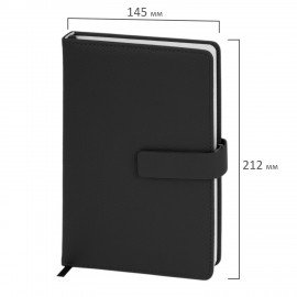 Ежедневник в подарочном наборе 5в1 А5 145x212мм BRAUBERG "President", под кожу, 160 листов, черный, 116850