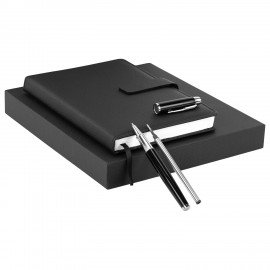 Ежедневник в подарочном наборе 5в1 А5 145x212мм BRAUBERG "President", под кожу, 160 листов, черный, 116850