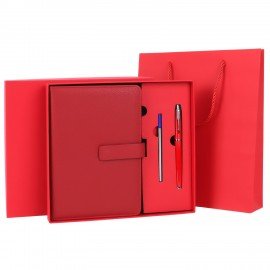 Ежедневник в подарочном наборе 5в1 А5 145x212мм BRAUBERG "President", под кожу, 160 листов, красный, 116851