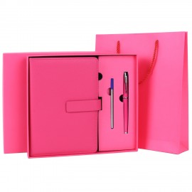 Ежедневник в подарочном наборе 5в1 А5 145x212мм BRAUBERG "President", под кожу, 160 листов, розовый, 116852