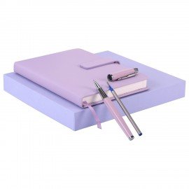 Ежедневник в подарочном наборе 5в1 А5 145x212мм BRAUBERG "President", под кожу, 160 листов, сиреневый, 116853