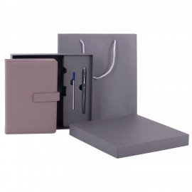 Ежедневник в подарочном наборе 5в1 А5 145x212мм BRAUBERG "President", под кожу, 160 листов, серый, 116854