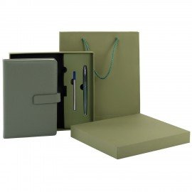 Ежедневник в подарочном наборе 5в1 А5 145x212мм BRAUBERG "President", под кожу, 160 листов, зеленый, 116855