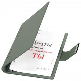 Ежедневник на кольцах в наборе с ручкой А5 165x229мм BRAUBERG "Lux", под кожу, 100 листов, зеленый, 116858