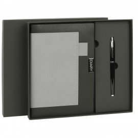 Ежедневник в наборе с ручкой А5 144x210мм BRAUBERG "Style" под кожу, 160 листов, черный, 116860