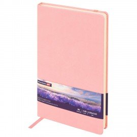 Скетчбук, слоновая кость 140г/м 130х210мм 80л КОЖЗАМ резинка, BRAUBERG ART CLASSIC, пастель розовый, 116878