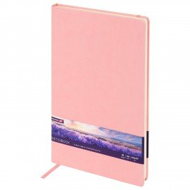 Скетчбук, слоновая кость 140г/м 210х297мм 80л КОЖЗАМ резинка, BRAUBERG ART CLASSIC, пастель розовый, 116882