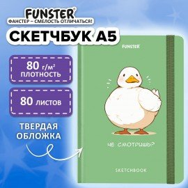 Скетчбук, белая бумага 80г/м 145х203мм, 80л, резинка, твердый, BRAUBERG ART DEBUT, Дизайн 1, 116891