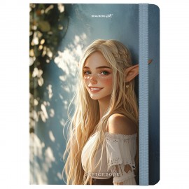 Скетчбук, белая бумага 80г/м 145х203мм, 80л, резинка, твердый, BRAUBERG ART DEBUT, Дизайн 2, 116892