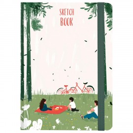 Скетчбук, белая бумага 120г/м 145х203мм, 80л, резинка, твердый, BRAUBERG ART DEBUT, Дизайн 1, 116896