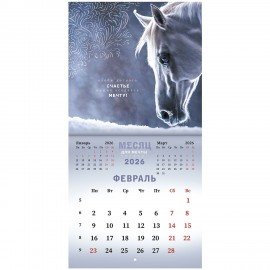 Календарь настенный перекидной 2026г, BRAUBERG, 12 листов, 21,3х21,3см, МИНИ, Символ года, 116947