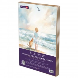 Бумага для смешанных техник (акварель/карандаш/пастель) MixMedia 200г, А3 40л в коробе, BRAUBERG ART CLASSIC, 116966