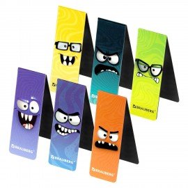Закладки для книг МАГНИТНЫЕ, BRAUBERG "CUTE MONSTERS", набор 6 штук, 60x20 мм, 116995