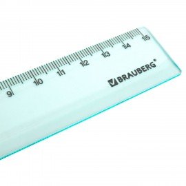 Линейка пластиковая 15 см BRAUBERG "PASTEL", тонированная, ассорти, 117012