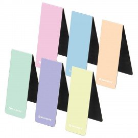 Закладки для книг МАГНИТНЫЕ, "PASTEL", набор 6 штук, 60x20 мм, BRAUBERG, 117013