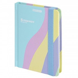 Блокнот с резинкой в клетку 96л, МАЛЫЙ ФОРМАТ А6 109х148, твердая обложка, BRAUBERG, PASTEL, 117019