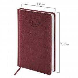 Ежедневник датированный 2026 А5 138x213мм BRAUBERG Favorite, под кожу, бордовый, 117034