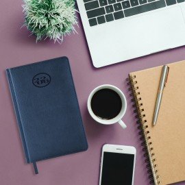 Ежедневник датированный 2026 А5 138x213мм BRAUBERG Favorite, под кожу, темно-синий, 117036