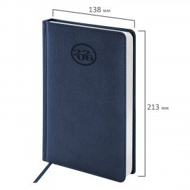 Ежедневник датированный 2026 А5 138x213мм BRAUBERG Favorite, под кожу, темно-синий, 117036