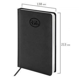 Ежедневник датированный 2026 А5 138x213мм BRAUBERG Favorite, под кожу, черный, 117037
