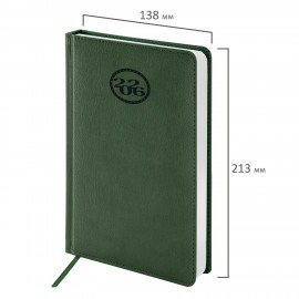 Ежедневник датированный 2026 А5 138x213мм BRAUBERG Favorite, под кожу, зеленый, 117038